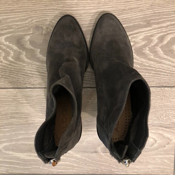 ALDO Grey Suede Ankle Boots - Size 6 - Picture 3 of 3
